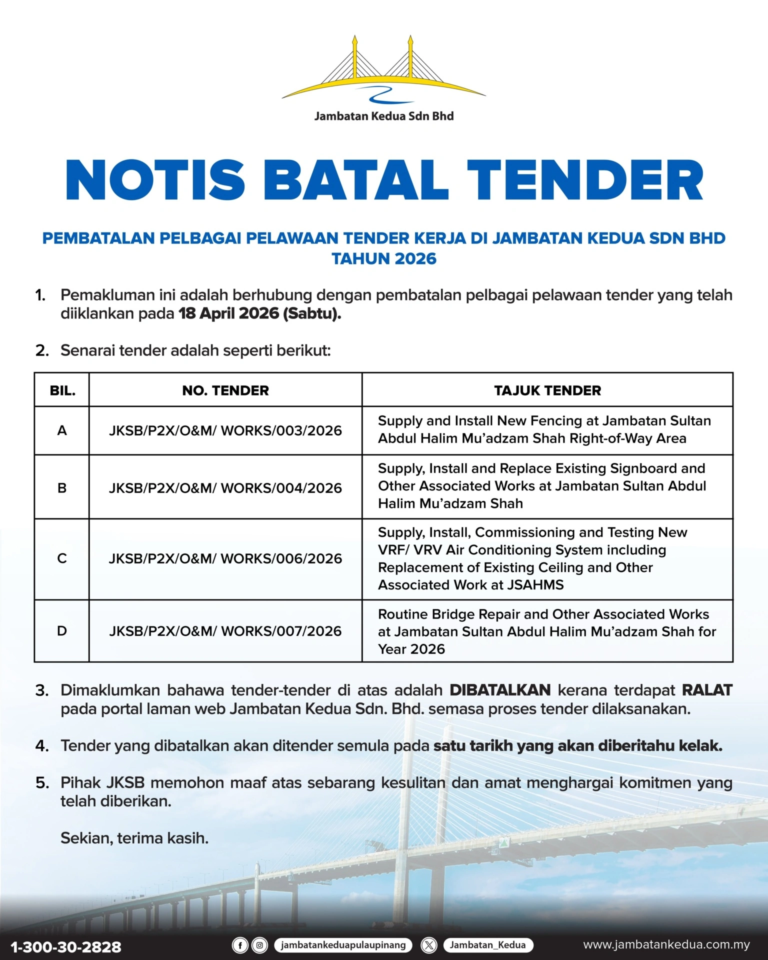notis batal tender 16 jun