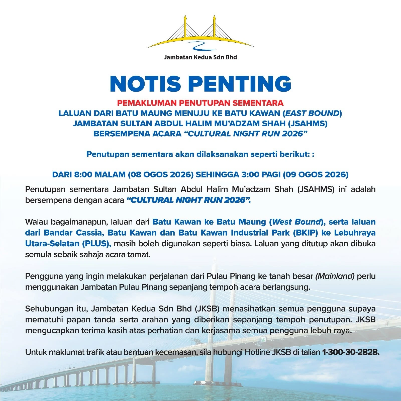 notis penutupan sementara cnr 1 ogos