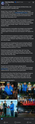 Timbalan KPN sertai PDRM Penang International 2nd Bridge Solidarity Fun Ride 2026